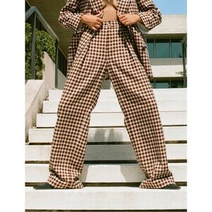 NWT Mara Hoffman Plaid High-Waisted Maraella Pleated Pants